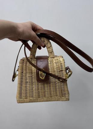 Стильна літня плетена сумка з ротангу зі шкіряною ручкою4 фото