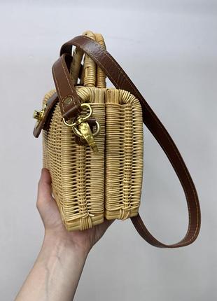 Стильна літня плетена сумка з ротангу зі шкіряною ручкою6 фото