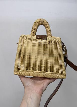 Стильна літня плетена сумка з ротангу зі шкіряною ручкою9 фото