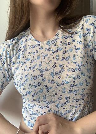 Топ білий zara білий в квіточку ніжний