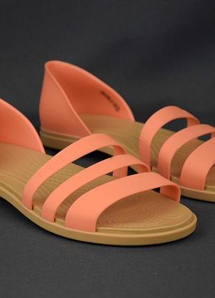 Crocs tulum open flat босоножки сандалии балетки сланцы кроксы же персиковые оригинал w7/37 р/24 см