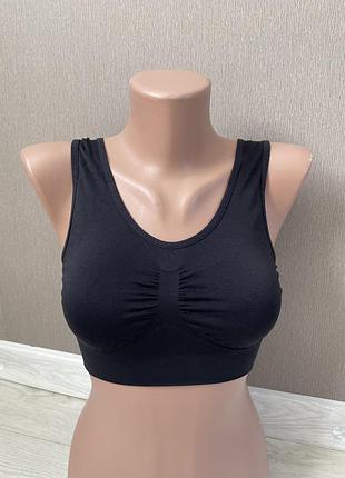Топ лиф бесшовный черный женские стрейчевый