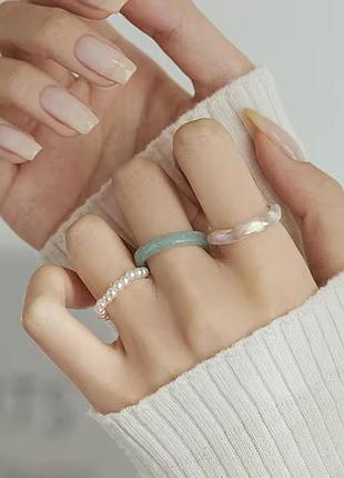 Набір 3 кільця намистини тренд прозорі