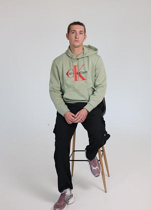 Худі calvin klein jeans чоловіче хакі нове оригінал кофта