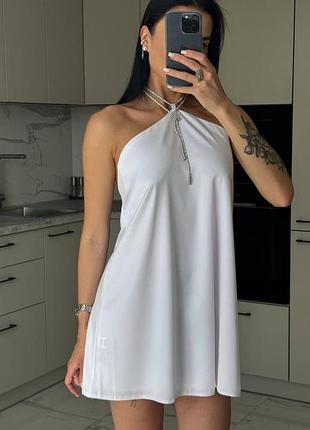 Шелковое платье мини с открытой спиной, шелочное платье мины с открой спиной