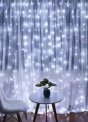 Гирлянда светодиодная штора xmas 160 led 2х2 м белый usb