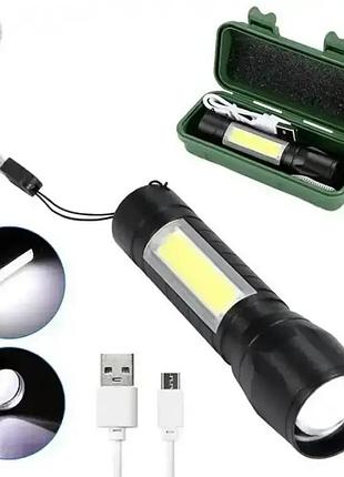 Ручний акумуляторний ліхтарик з боковим діодом mx-511s-cob