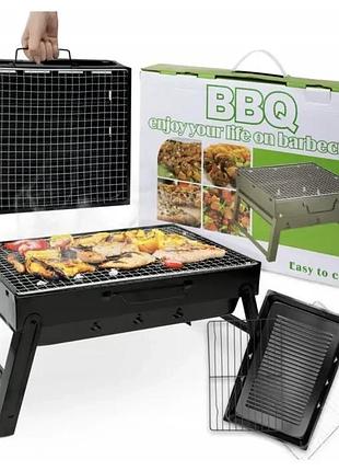 Переносний туристичний мангал для барбекю 43x29 см, чорний