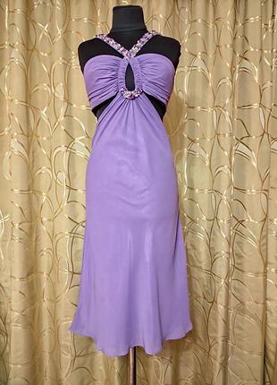 Шифоновое нарядное вечернее платье миди