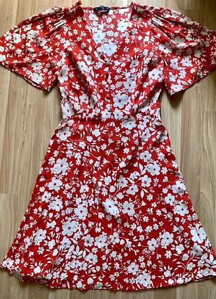Жіноча червона міні сукня з квітковим принтом f&f
