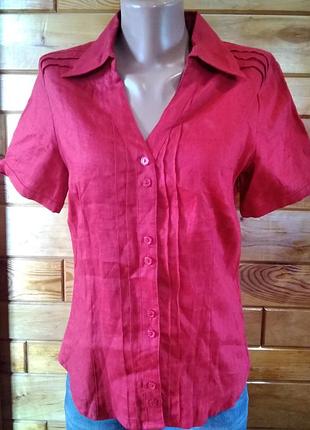 100% льон . зручна блузка сорочка короткий рукав .