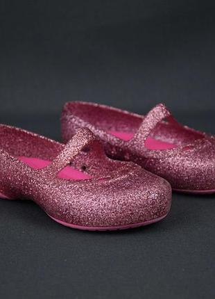 Crocs carlisa glitter flat балетки лодочки сандалии босоножки кроксы детские блестящие с7/24 р/14.5-14 с