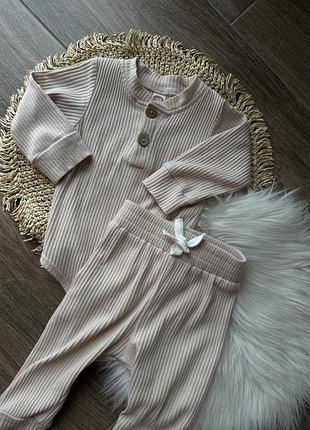 Комплект в рубчик боді, штани для хлопчика/дівчинки