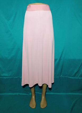Спідниця міді рожева трикотажна на резинці розмір m l недорого