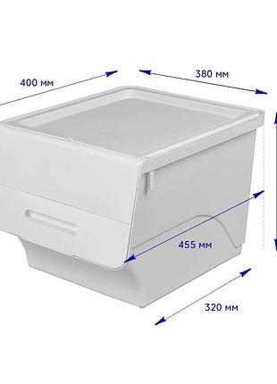 Контейнер для зберігання з регульованою кришкою, білий, 45,5 × 38 × 31 см