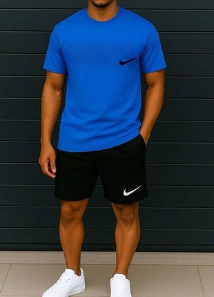 Чоловічий спортивний костюм найк nike футболка вільна шорти до колін комплект сірий бордовий хакі синій чорний білий бірюзовий жовтий з бавовни