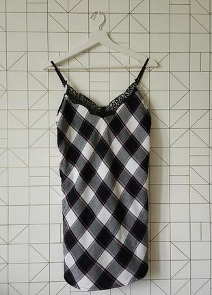 Стильна жіноча нічна сорочка victoria's secret оригінал, сорочка на тонких бретелях в клітинку