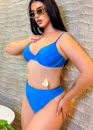 Чарівний блакитний роздільний купальник на кісточці великий розмір plus size