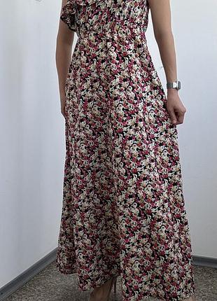 Ax paris довга сукня на одне плече з воланом в квітковий принт