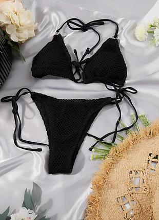 Накладной платеж ❤ раздельный купальник с чашками и плавками бразилиана на завязках сетка