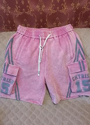 Шорты трикотаж варка удлиненные с карманами. размер хл-2хл