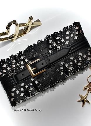 Женский черный широкий пояс, ремень с лазерной перфорацией victorias secret, виктория сикрет