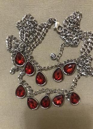 Розкішне намисто з  рубіновим кристалами сталь