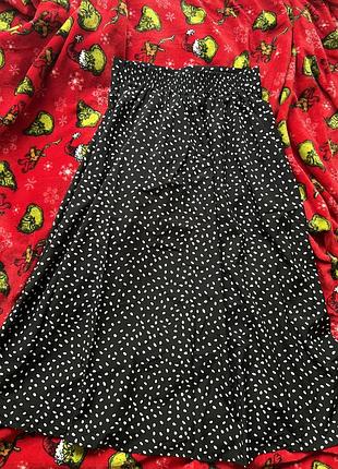 Жіноча спідниця , літня спідниця з вирізом збоку, пояс на резинці, в горошок, стильна спідниця , хл