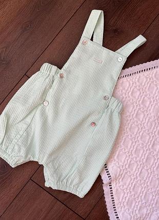 Ментоловий вафельний комбінезон пісочник з ґудзиками 12-18 міс