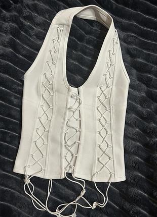 Білий бандажный корсет