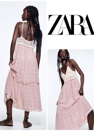 Легка ярусна сукня з вʼязаним бюстом м zara