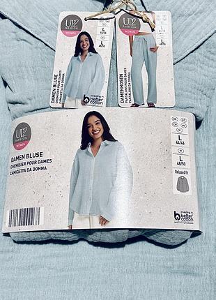 Костюм із мусліна 100% бавовна - брюки та сорочка з довгим рукавом up2 fashion (італія)