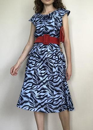 Красива сукня на літо елегантна у вінтажному стилі ретро сукня синя