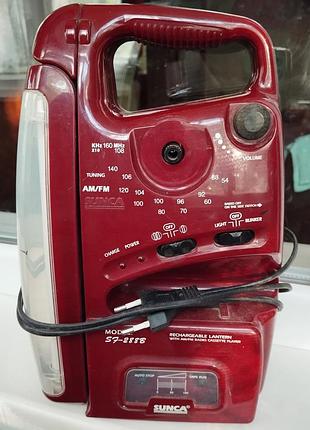 Многофункциональное устройство sunca, модель sf-2888. это переносная аккумуляторная лампа, которая также имеет am/fm радио и кассетный плеер.