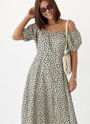 Квіткова сукня з рукавами-ліхтариками