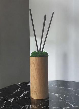 "ветивер" 100мл в деревянном аромадиффузоре со стабилизированным мхом в подарочной коробке homeinc
