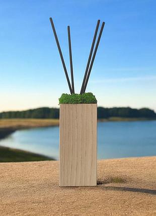 "ветивер" 100мл в деревянном аромадиффузоре со стабилизированным мхом в подарочной коробке homeinc