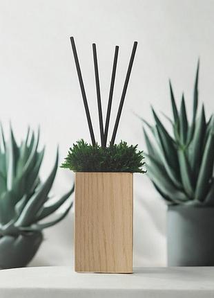 "ветивер" 100мл в деревянном аромадиффузоре со стабилизированным мхом в подарочной коробке homeinc