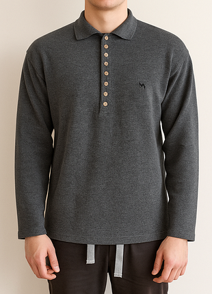 Практичне чоловіче поло з довгими рукавами сірого кольору camel shop, 💯 оригінал