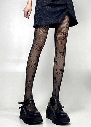 Колготки сітка чорні hello kitty