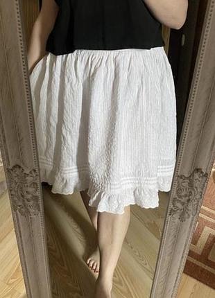 Белая модная хлопковая юбка на резинке 54-56 р