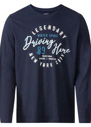 Пижамная футболка с длинными рукавами хлопковая трикотажная для мужчины livergy lidl 390208 темносиний