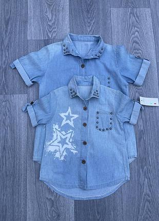 Сорочка джинсова для дівчинки розмір 98-164
