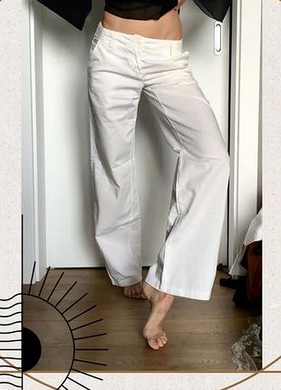 Бавовна білі класика штани кишені брюки низька посадка натуральні кльош oldmoney y2k