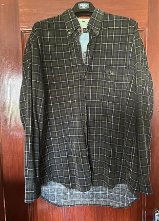 Зелено-синя картата вельветова чоловіча сорочка від state of art розмір м оригінал