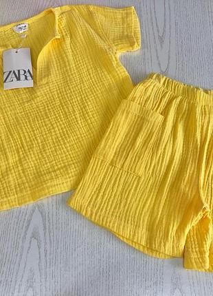 Костюм дитячий літній zara мусліновий, жовтий.