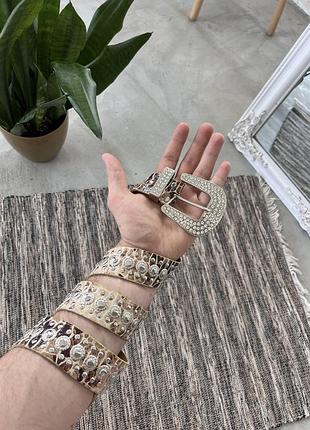 Вінтажний шкіряний пояс spa у стилі зміїної шкіри з стразами металевими деталями y2k