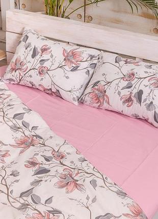 Постельное белье с лилиями эвро с наволочками 50/70 см из турецких тканей