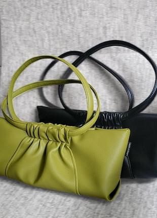 Стильна сумка-клатч у формі багет, на кожен день у оливковому кольорі (є у 10 трендових кольорах)