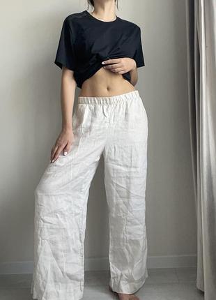 Широкие льняные штаны h&m